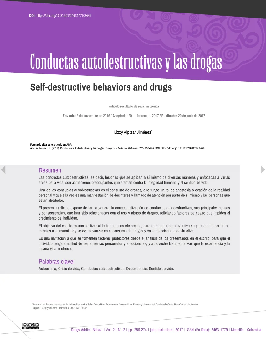Comportamientos autodestructivos y adicciones análisis profundo