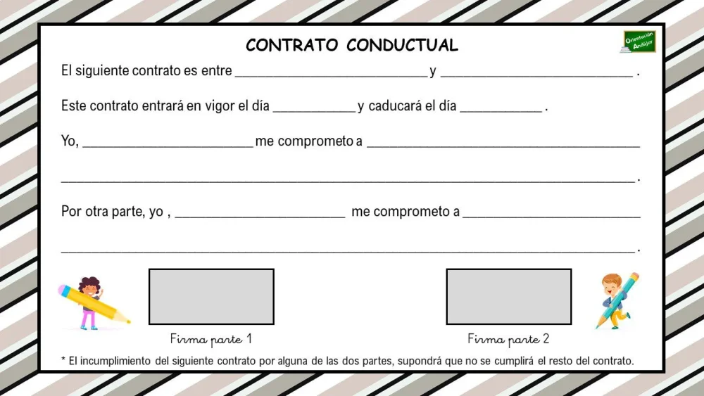 Contratos conductuales para mejorar la conducta 5 ejemplos